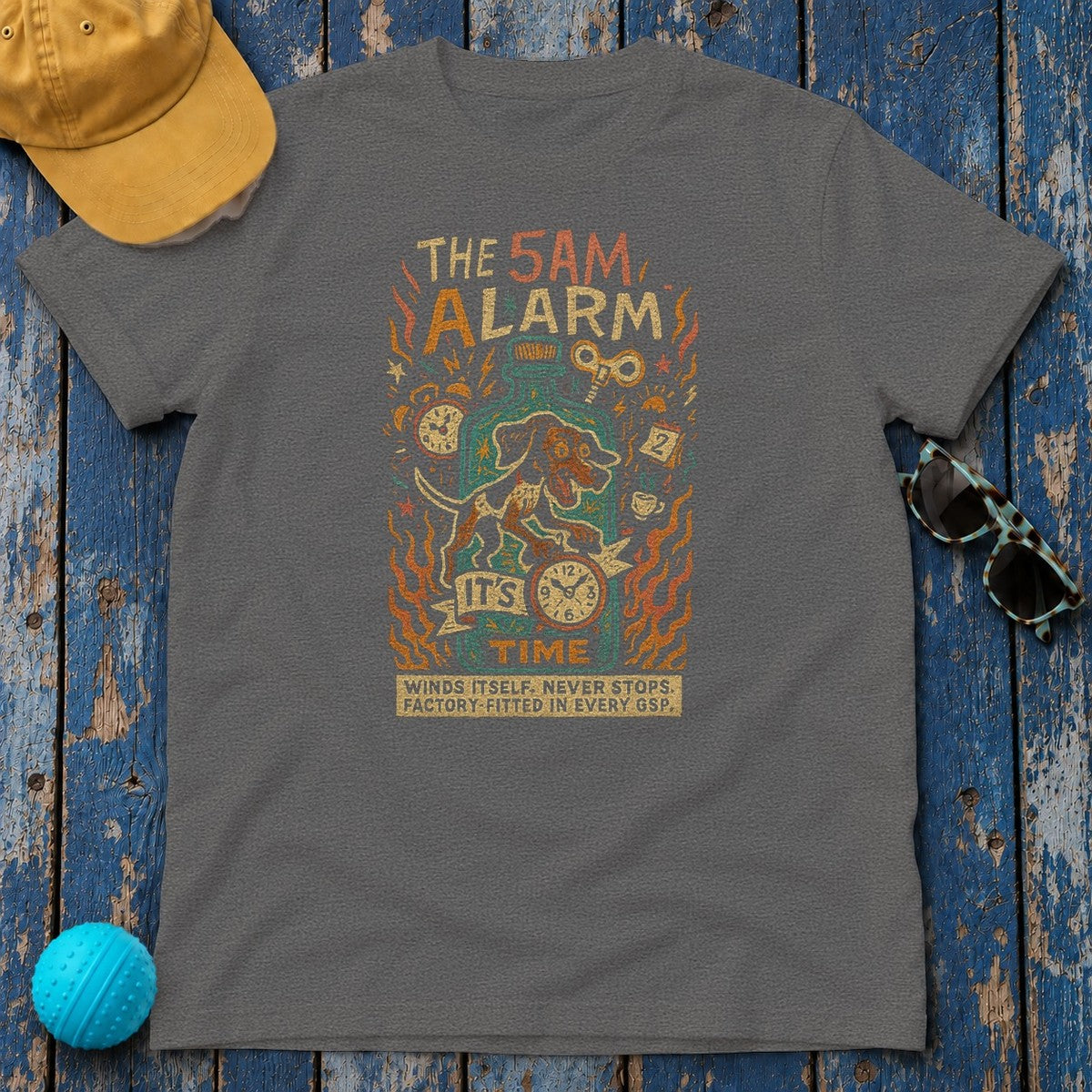 German Shorthaired Pointer 5AM Alarm T-Shirt in Dark Grey Heather