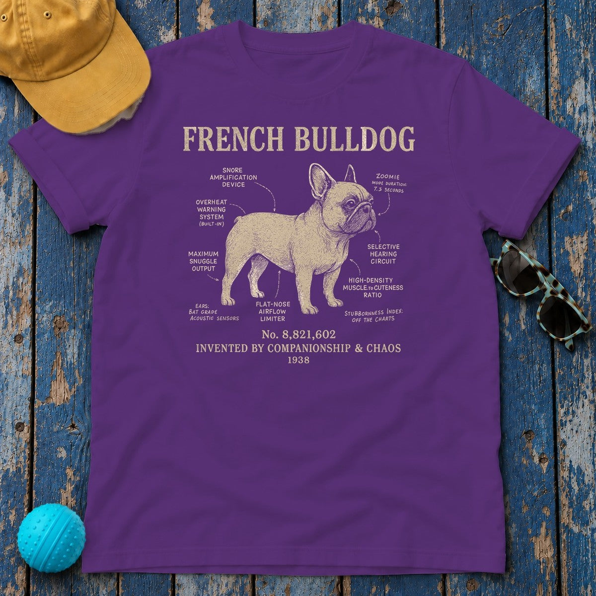 French Bulldog Anatomy T-Shirt in Purple