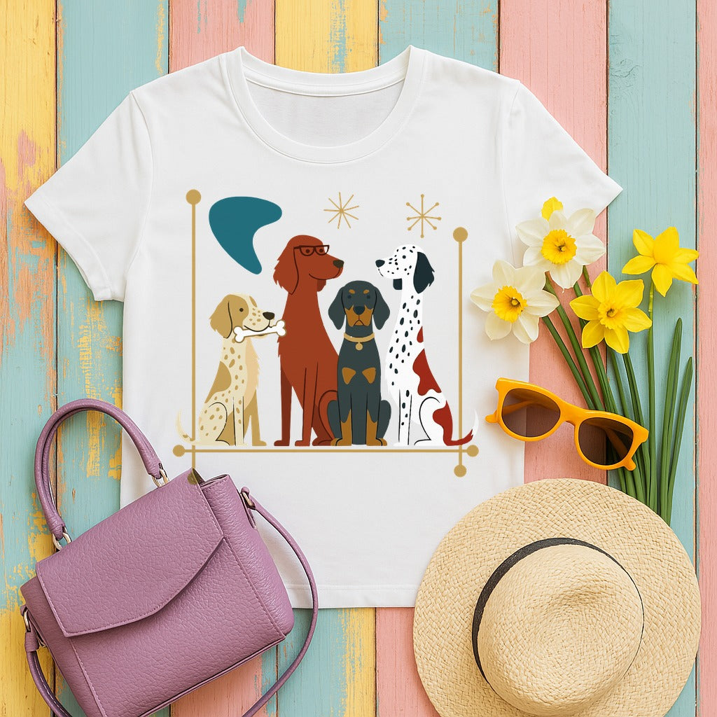 Mid-Century Setter Crew Graphic T-Shirt in White