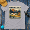 Greyhound Stay Wild Chase Squirrels Tee in Athletic Heather
