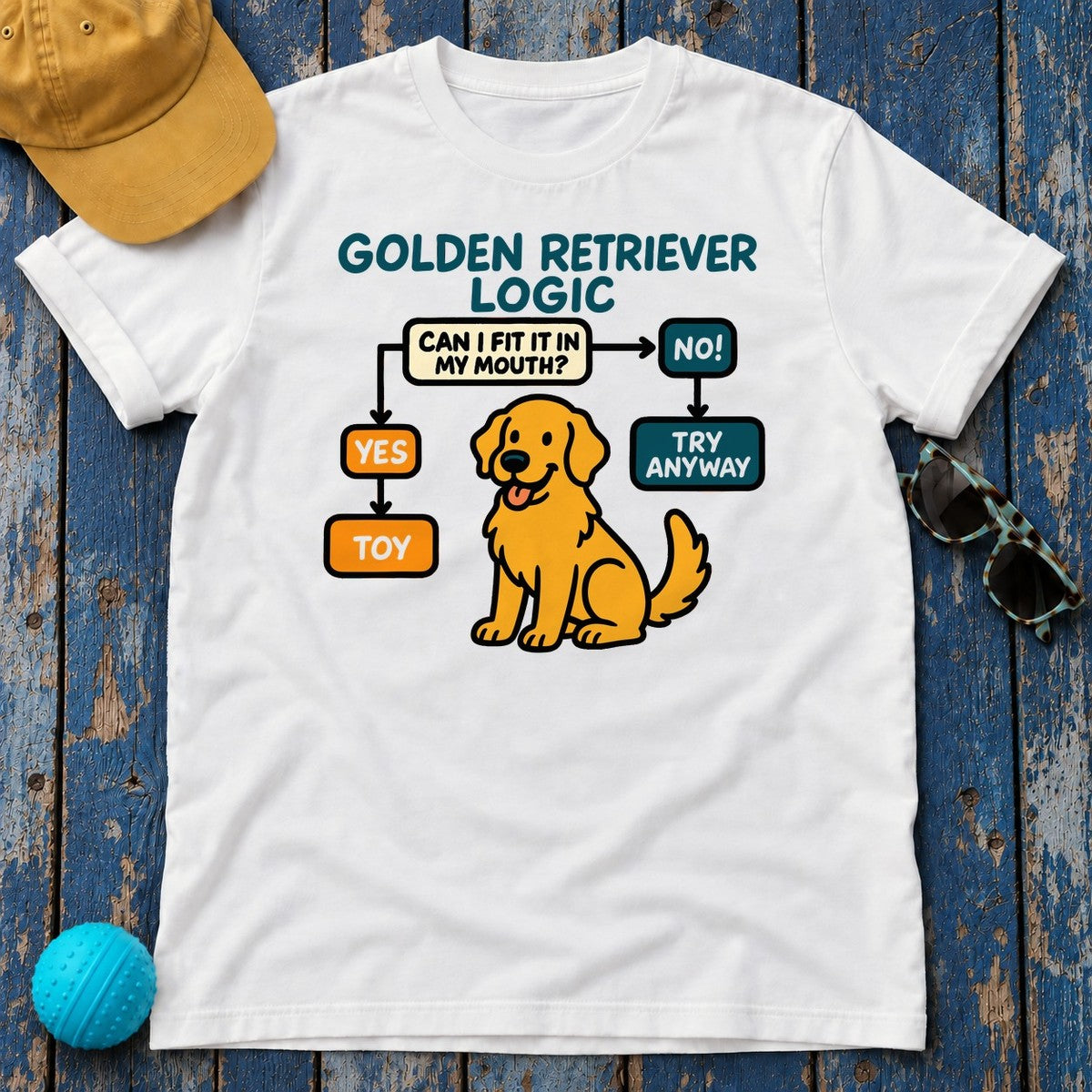 Golden Retriever Logic Flowchart T-Shirt in White