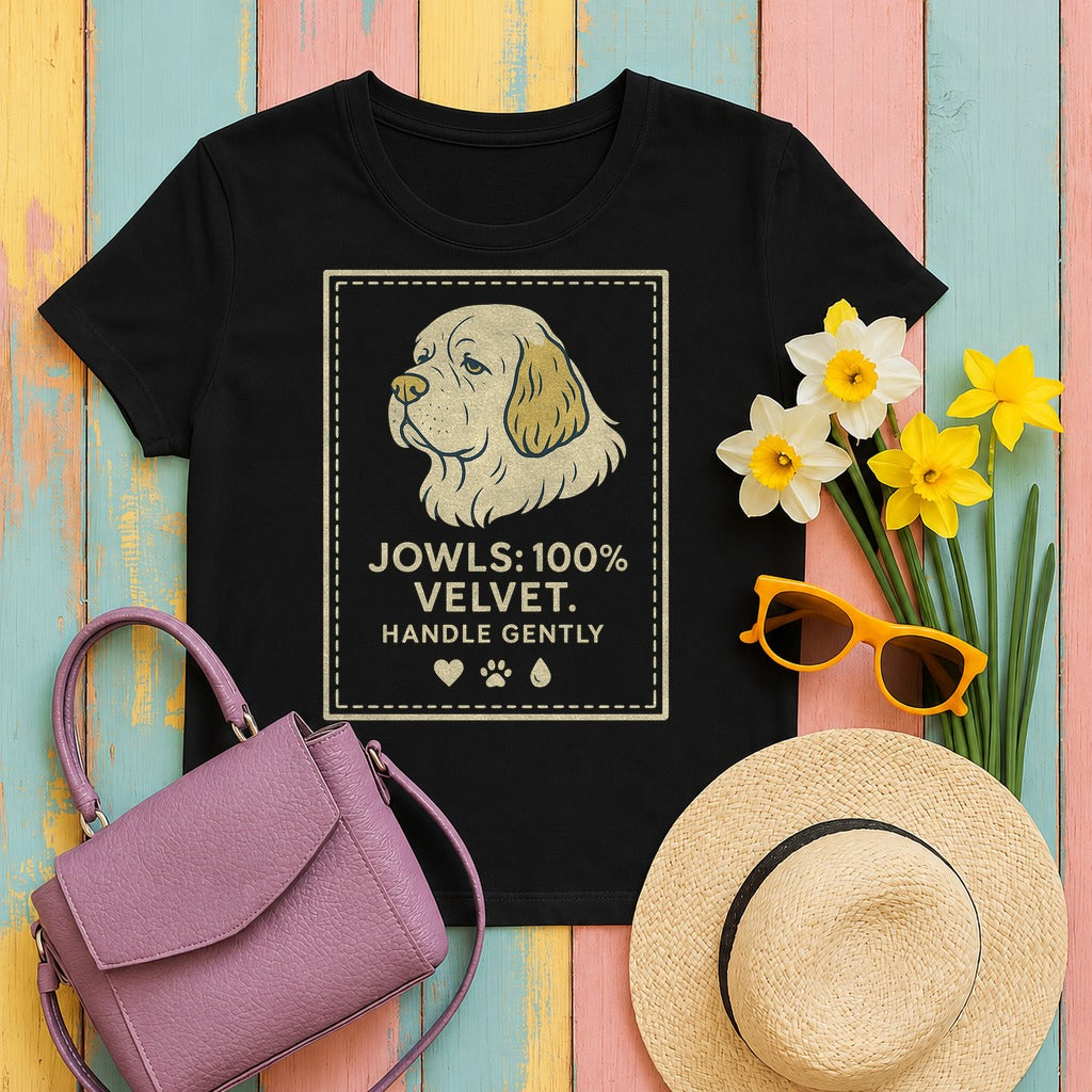 Clumber Jowls 100% Velvet Tee in Black