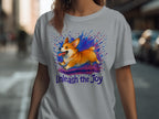 T-shirt with a running corgi and "Unleash the Joy" text