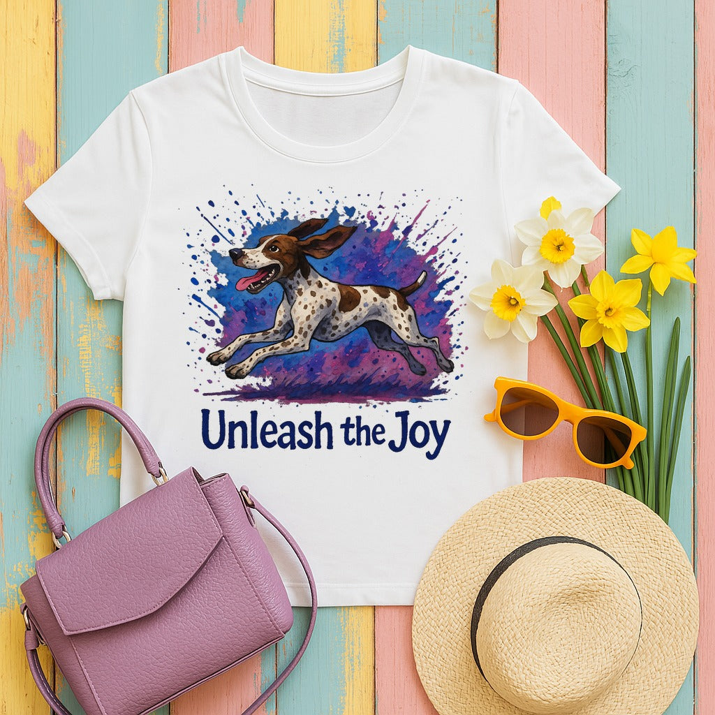 German Shorthaired Pointer Unleash the Joy T-Shirts in White