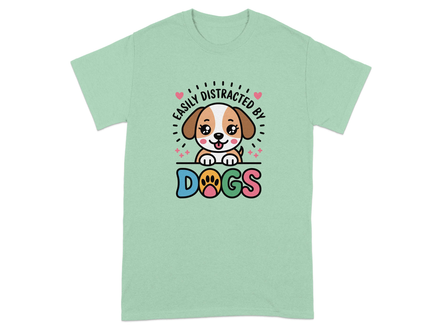 Easily Distracted By Dogs Fun Graphic T-shirt product type