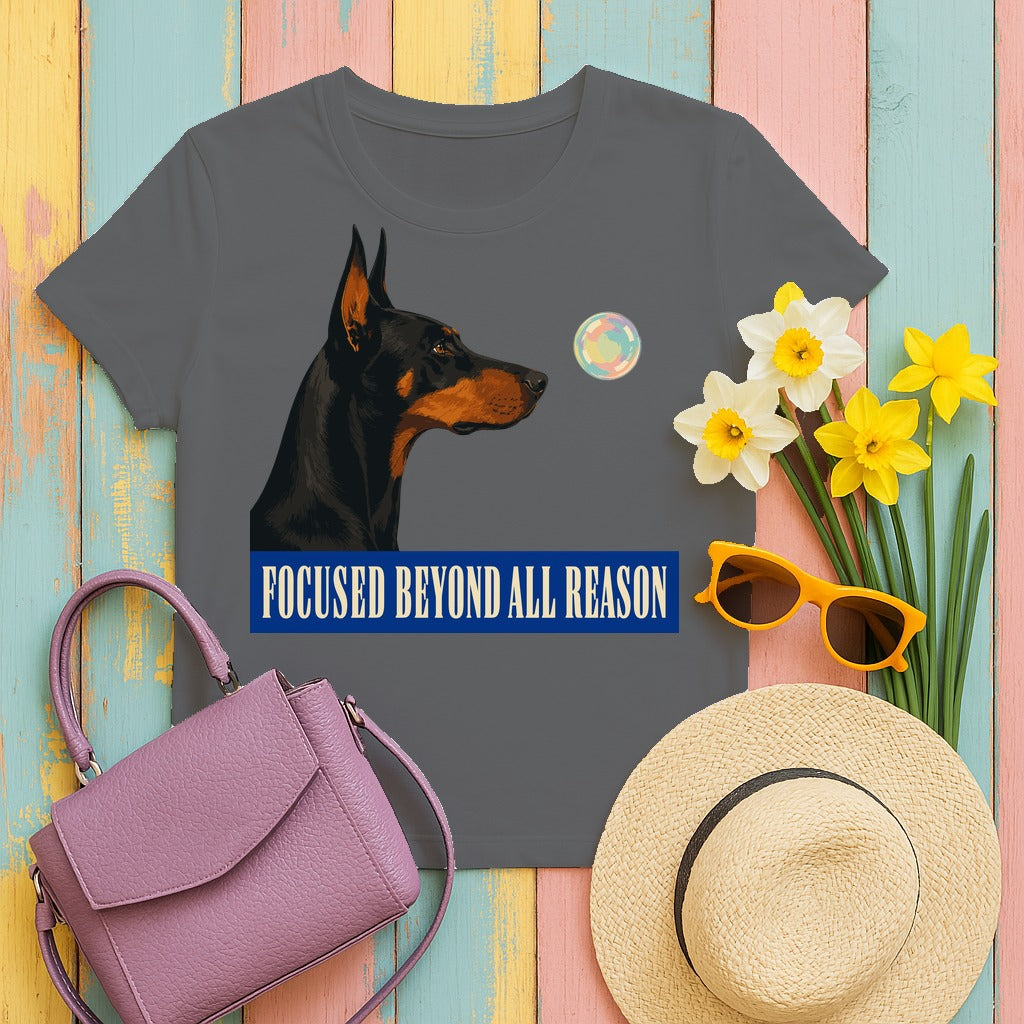 Focused Beyond Reason Doberman T-shirt in Graphite Heather