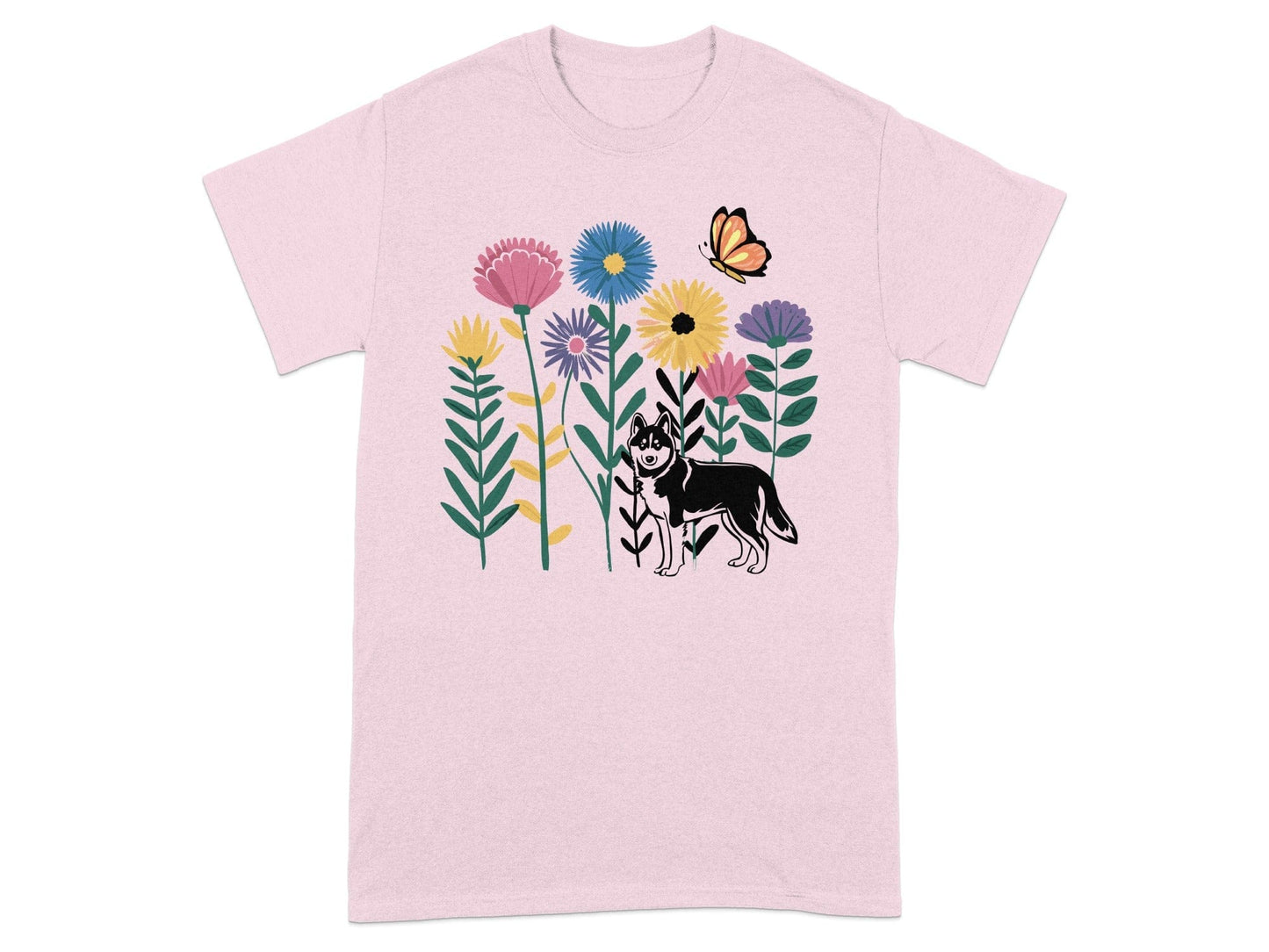 Colorful Floral Cat and Butterfly Graphic T-shirt product