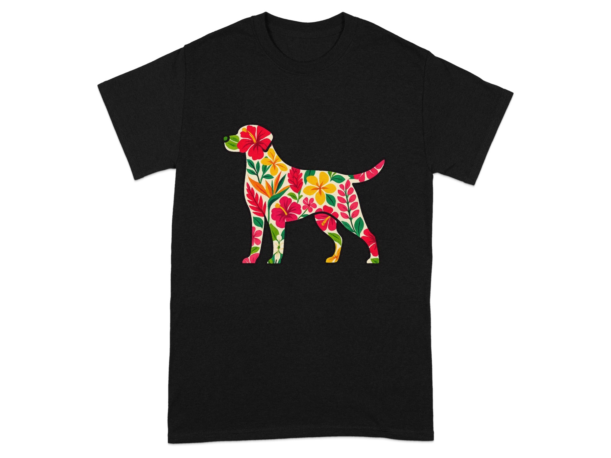 Colorful Floral Dog Graphic T-Shirt for Dog Lovers