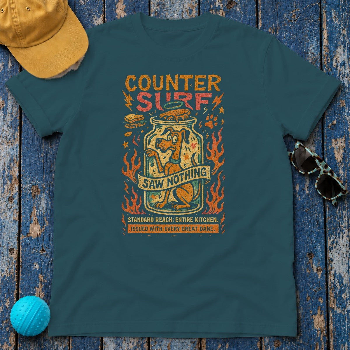 Great Dane Counter Surf T-Shirt in Heather Deep Teal