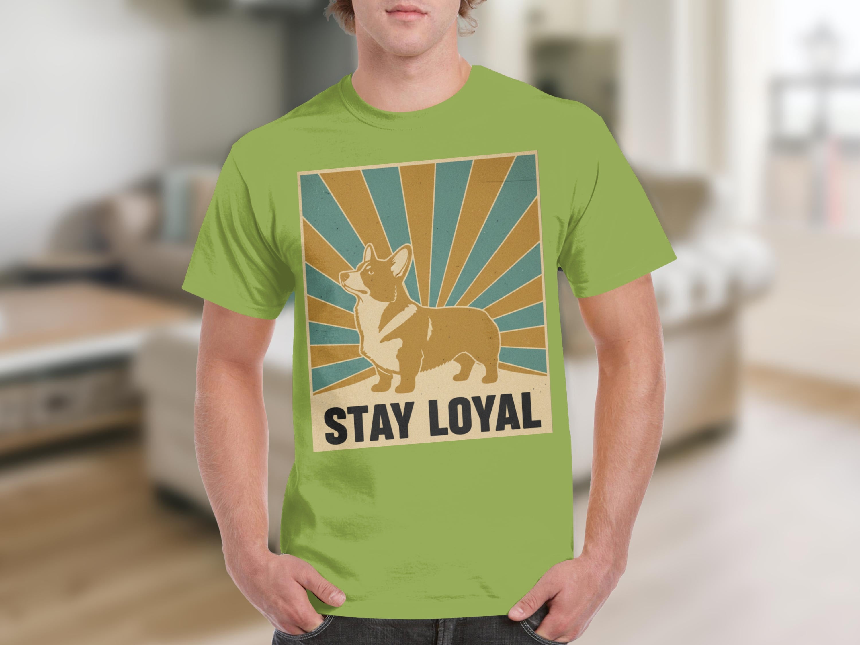 Stay Loyal Corgi Graphic Tee Shirt Retro Design