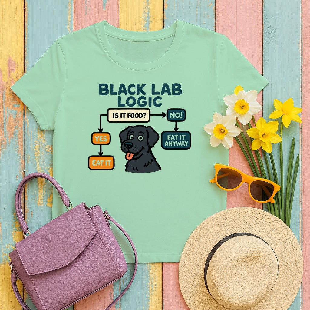 Black Lab Logic Flowchart T-Shirt in Mint Green