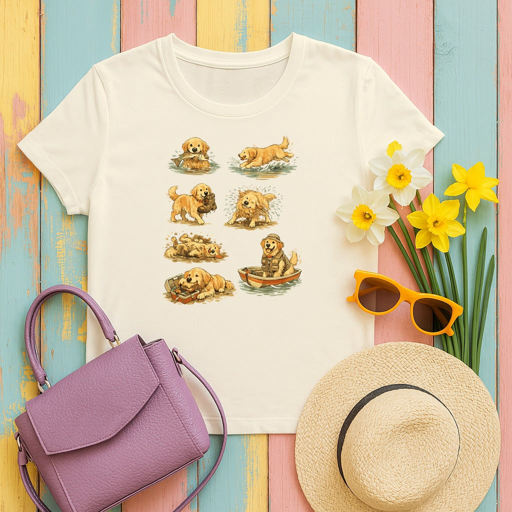 Golden Retriever Adventures T-Shirt in Natural