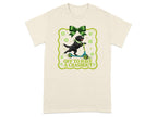 Black dog on scooter with green bandana and text "Off to Have A Crashout."