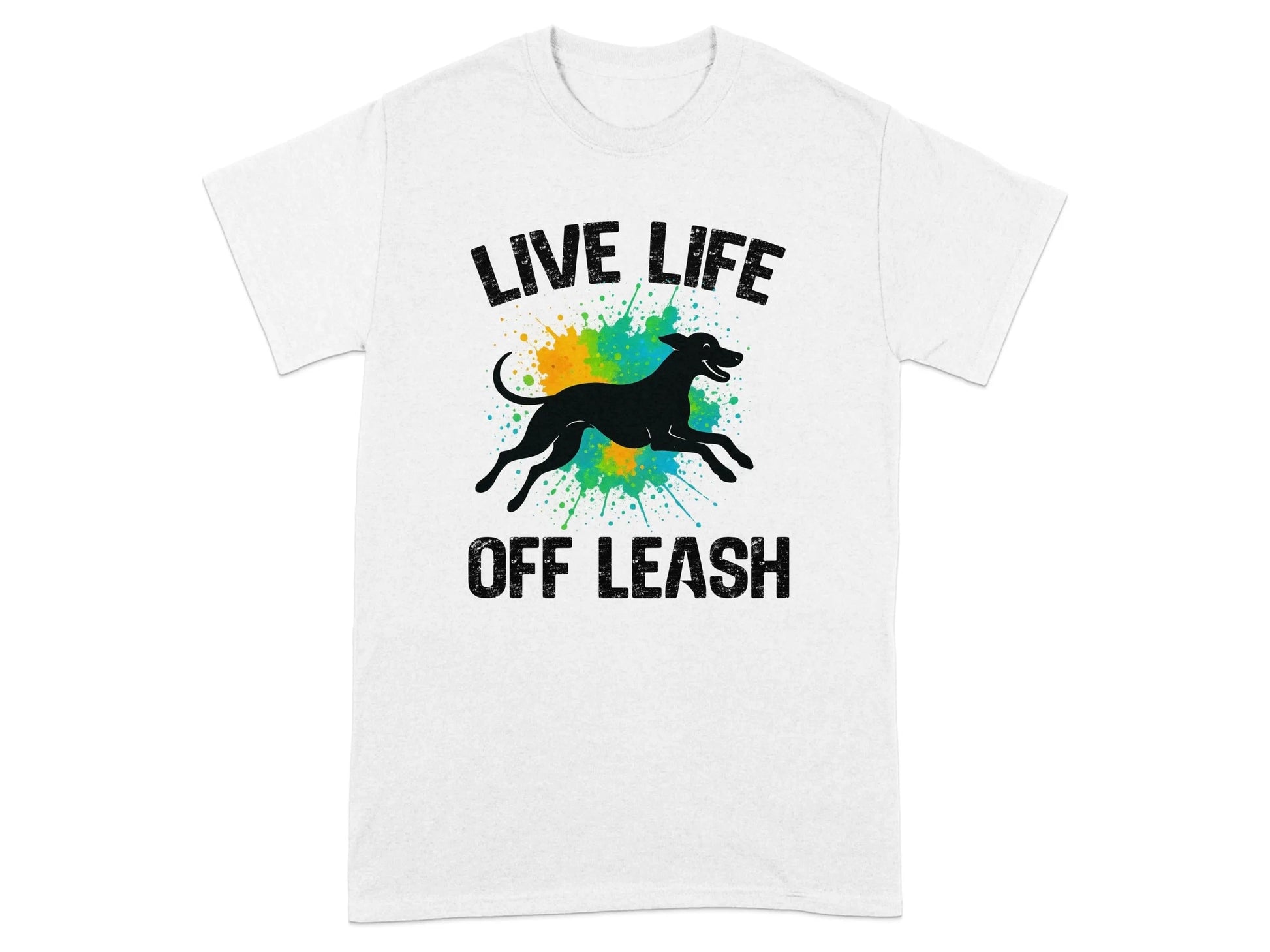 Live Life Off Leash Running Dog Silhouette Graphic T-Shirt T-shirt