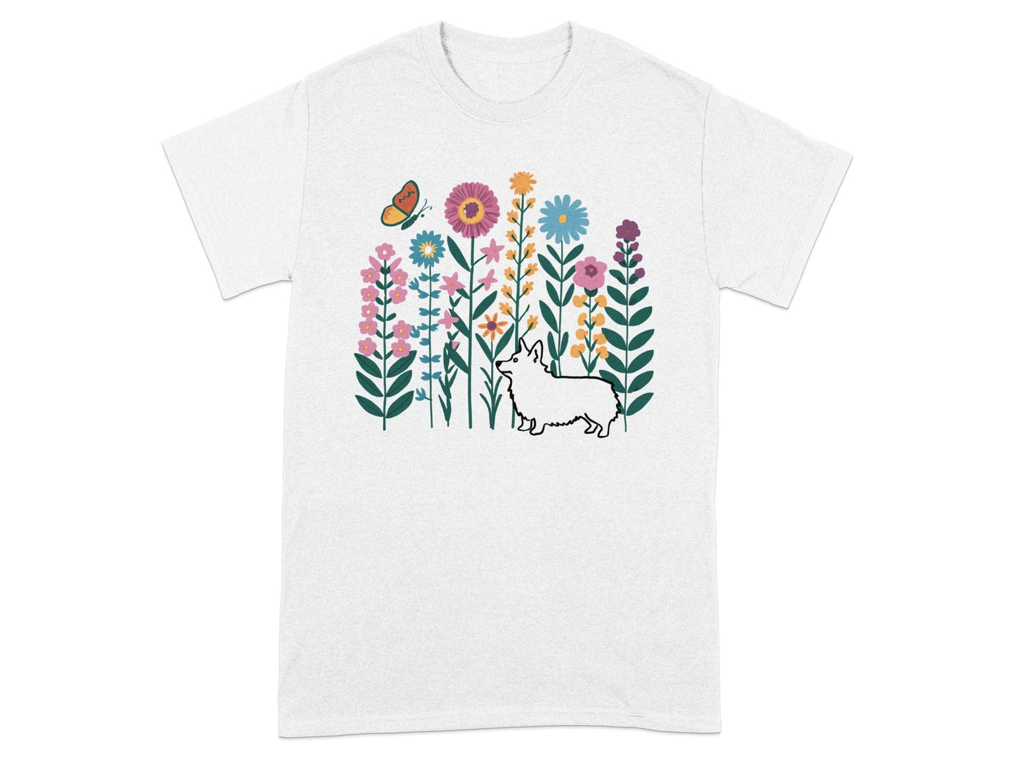 Floral Garden Corgi Graphic T-shirt product type