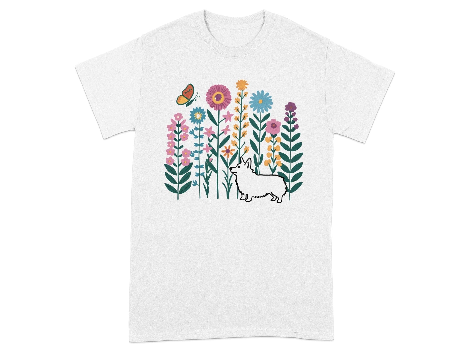 Floral Garden Corgi Graphic T-shirt product type