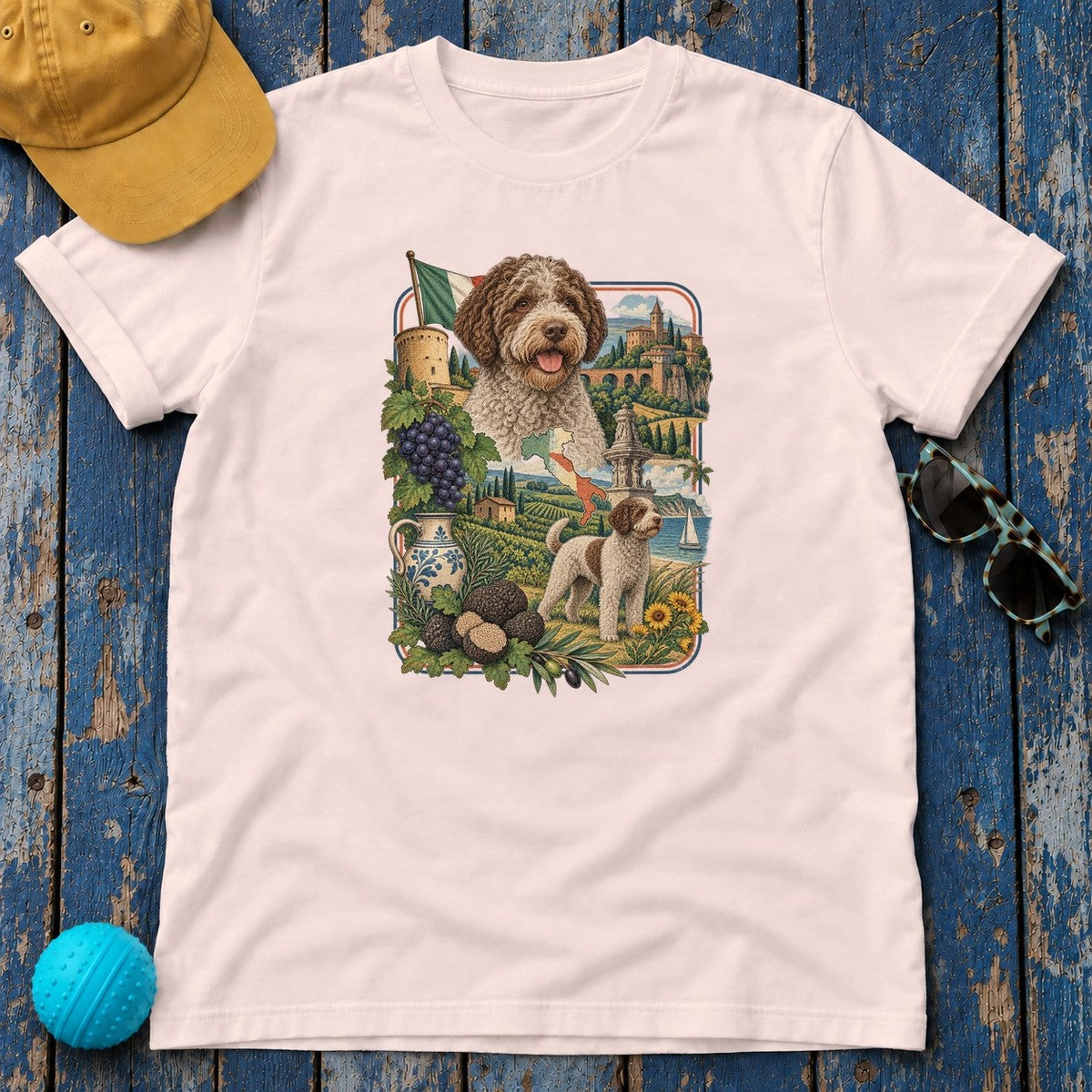 Lagotto Romagnolo Italy Heritage T-Shirt in Soft Pink