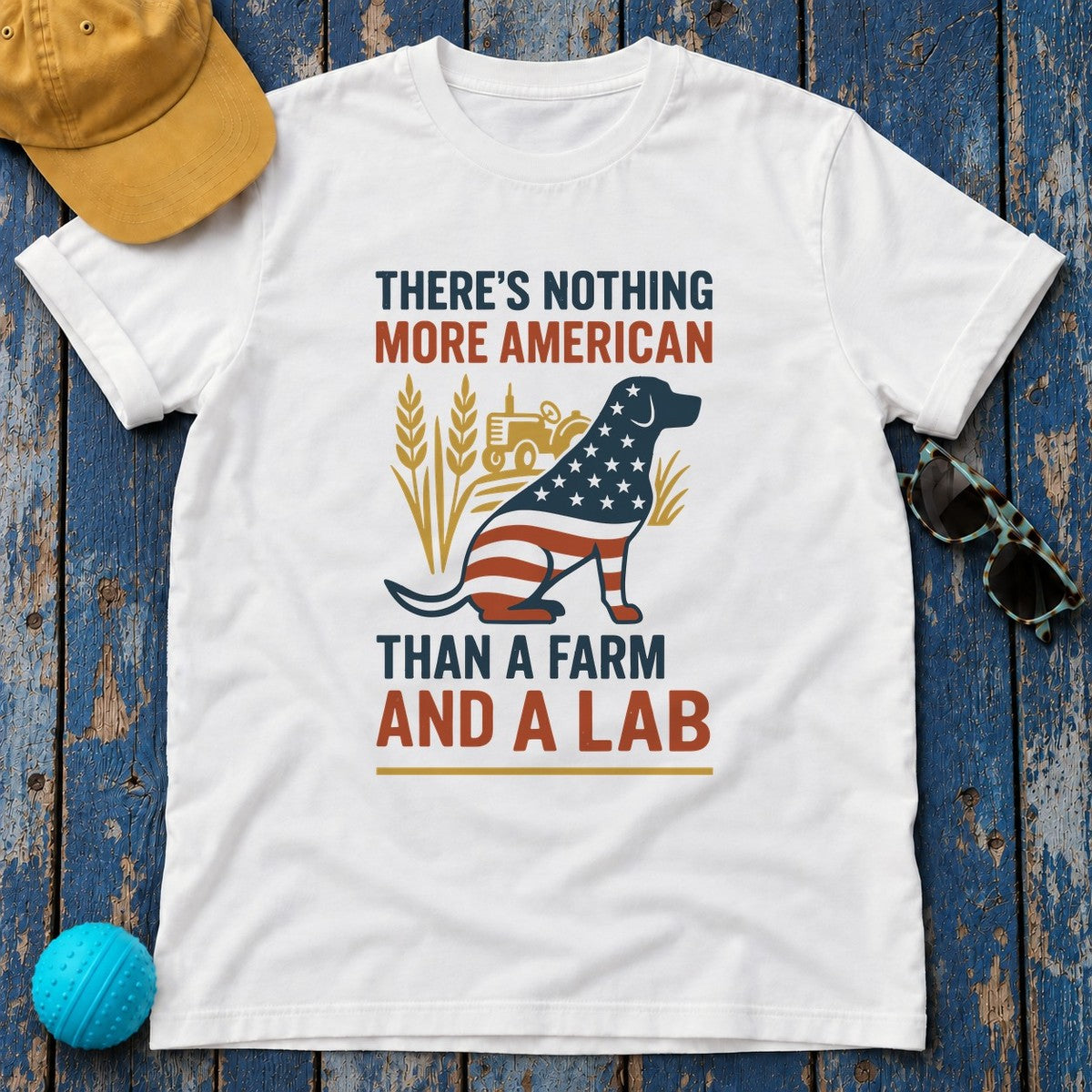 There's Nothing More American Than A Farm And A Lab T-Shirt in White