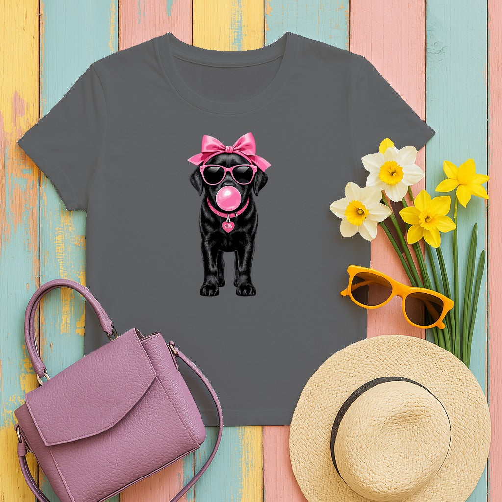 Pink Bubblegum Black Lab T-Shirt in Graphite Heather