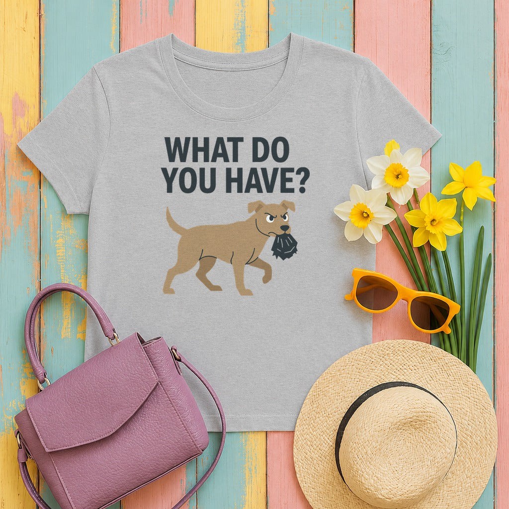 Funny Dog What Do You Have Question Mark T-Shirt in Sport Grey