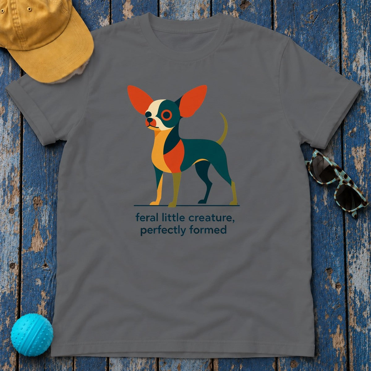 Feral Little Chihuahua T-Shirt in Graphite Heather