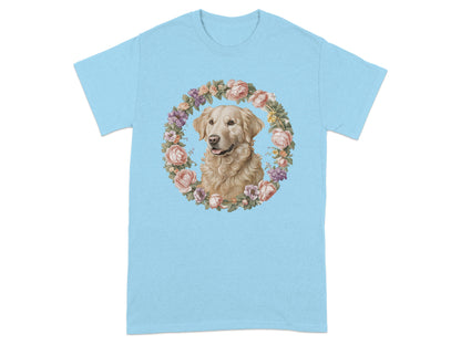 Golden Retriever Floral Wreath Print T-shirt product