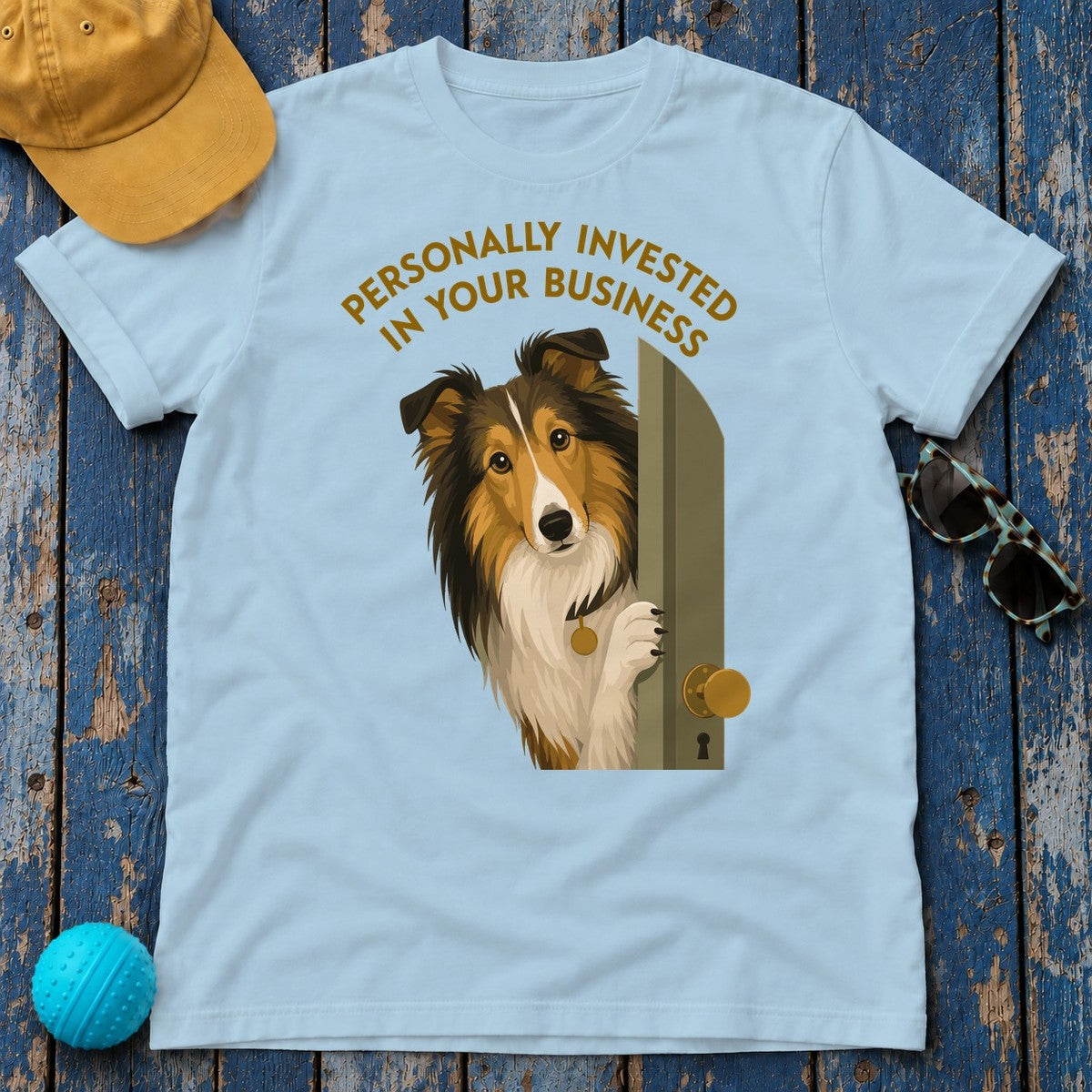 Invested Sheltie T-Shirt in Light Blue