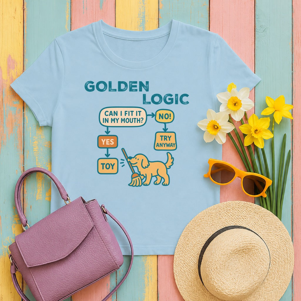 Golden Retriever Logic Tshirt in Light Blue