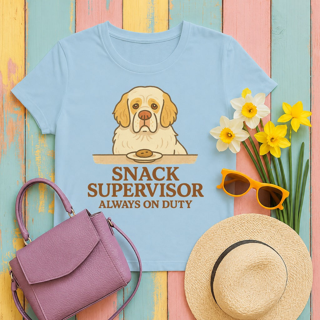 Clumber Snack Supervisor Tee in Light Blue