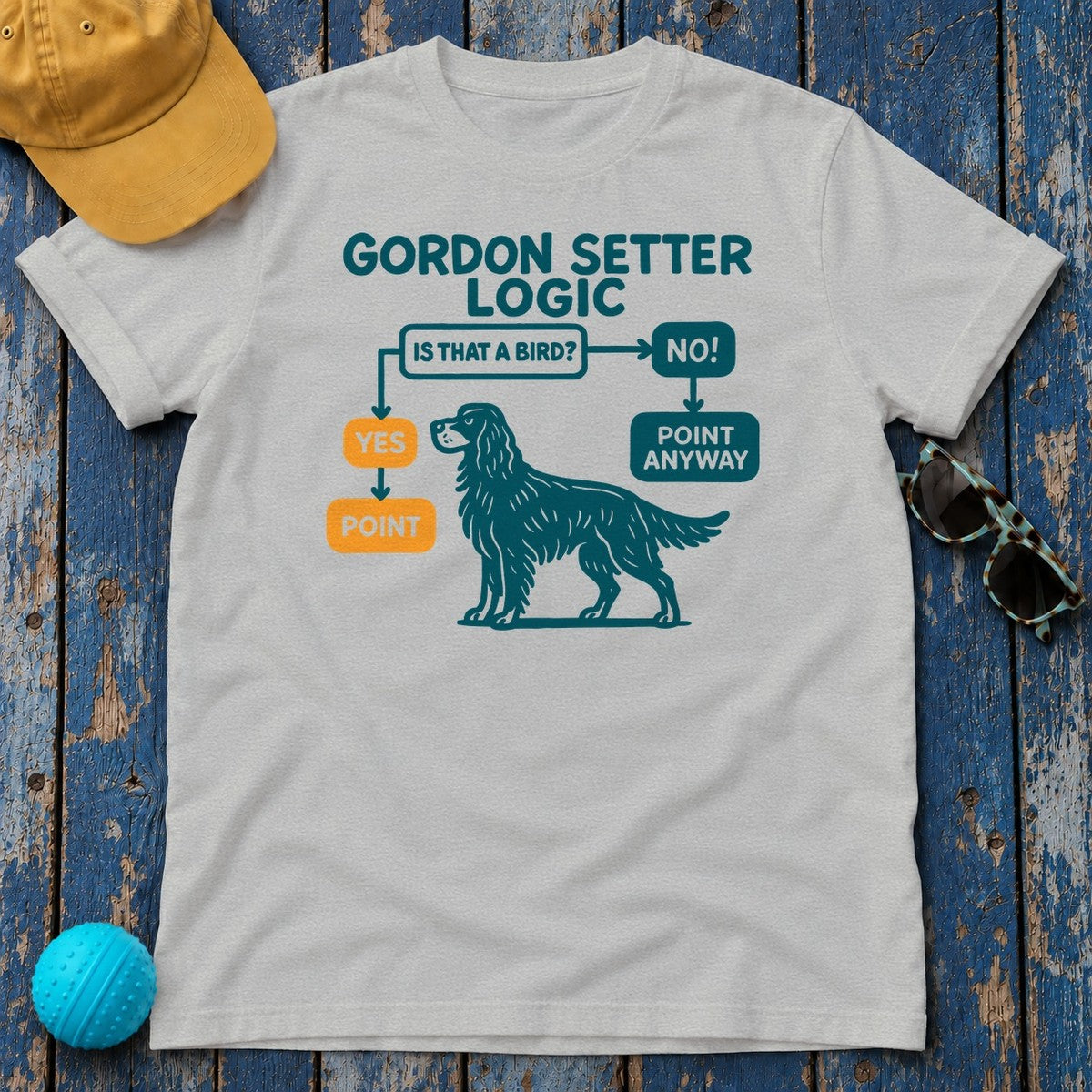 Gordon Setter Logic Flowchart T-Shirt in Sport Grey