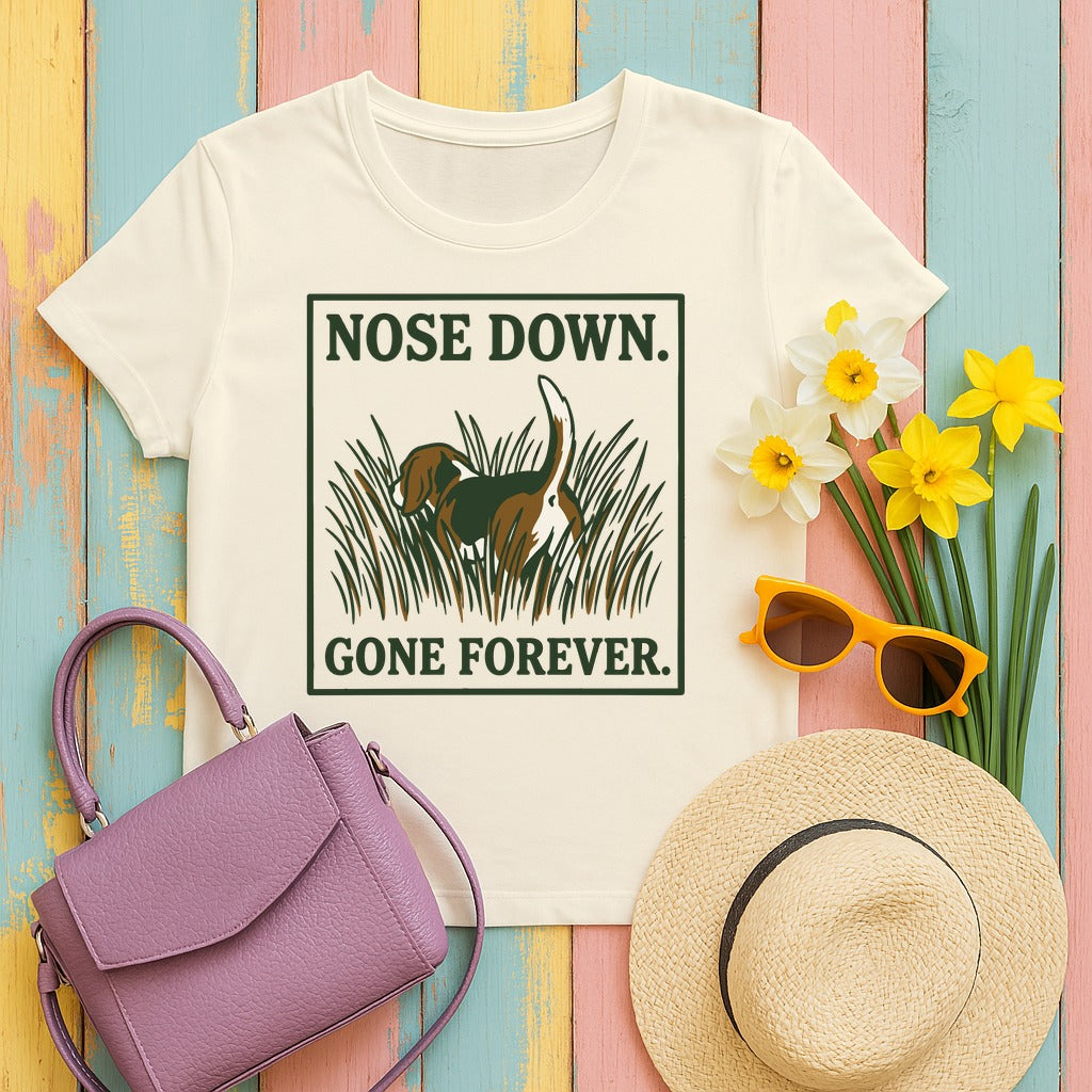 Nose Down, Gone Forever Beagle T-Shirt in Natural