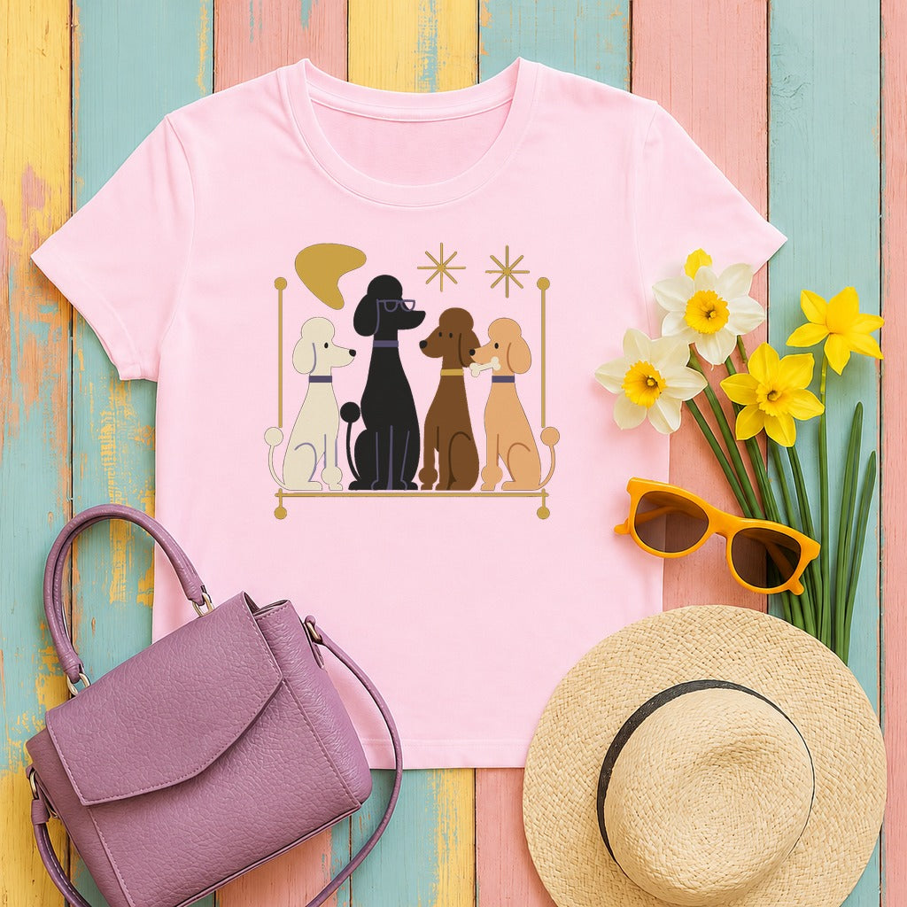 Mod Poodle Rendezvous T-Shirt in Light Pink