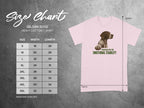 Gildan 5000 t-shirt size chart with measurements and "Emotional Stability" graphic.