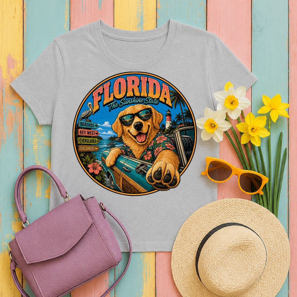 Sunshine State Golden Retriever T-Shirt in Sport Grey