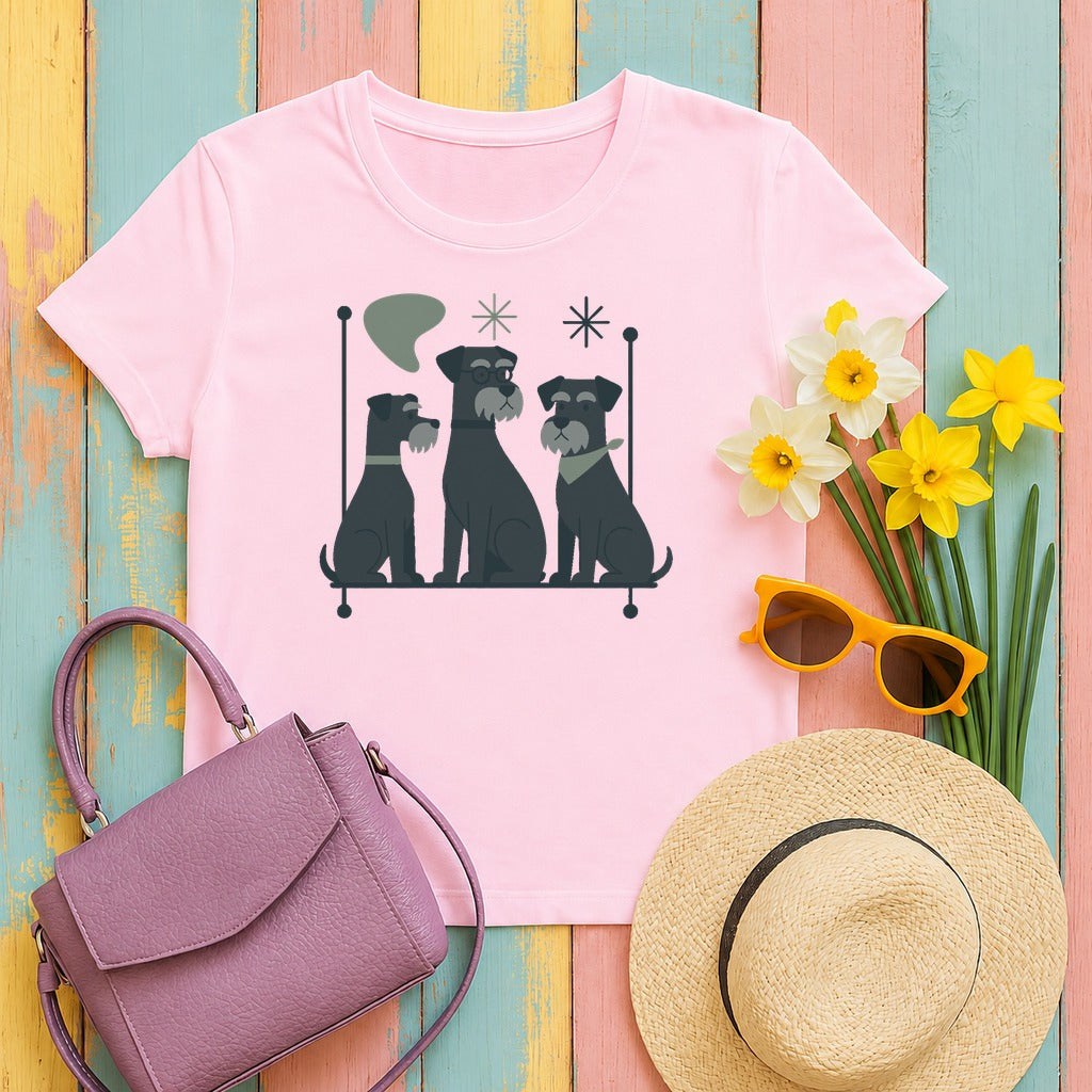 Mid-Century Schnauzer T-Shirt in Light Pink