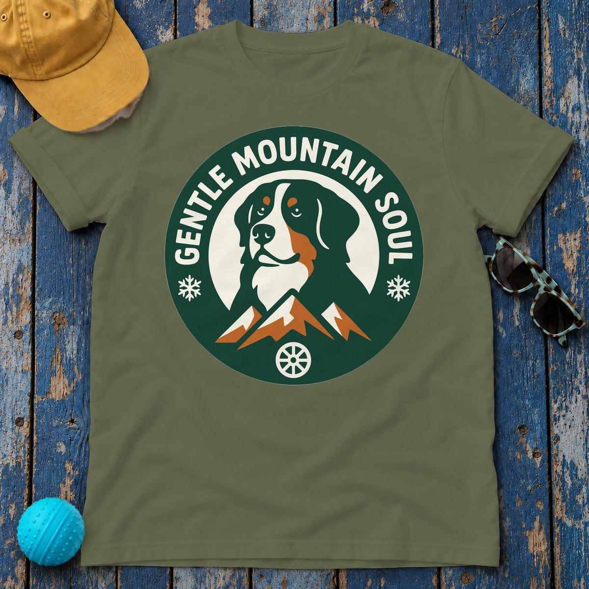 Gentle Mountain Soul Bernese T-Shirt in Military Green