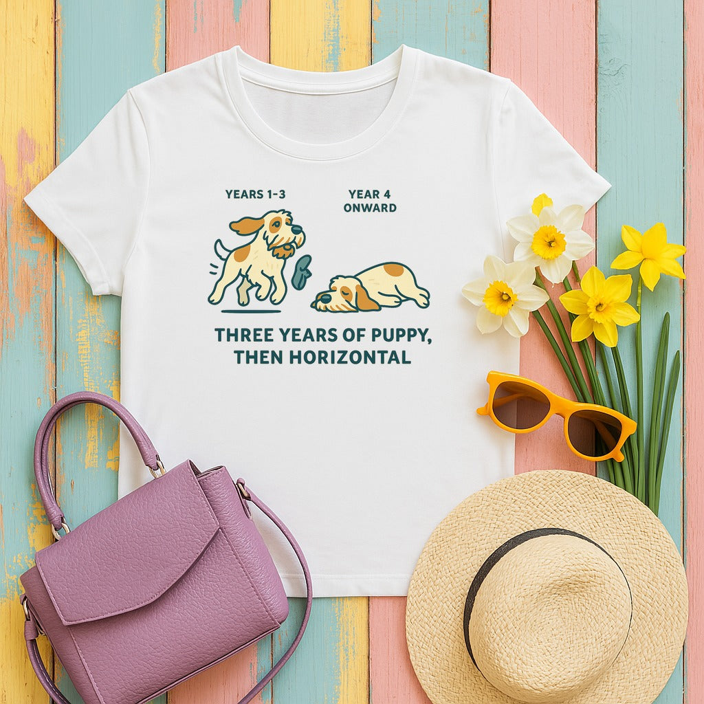 Spinone Italiano Three Years of Puppy Then Horizontal Tee in White