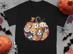 Cute Dog Characters in Pumpkin Tee for Halloween