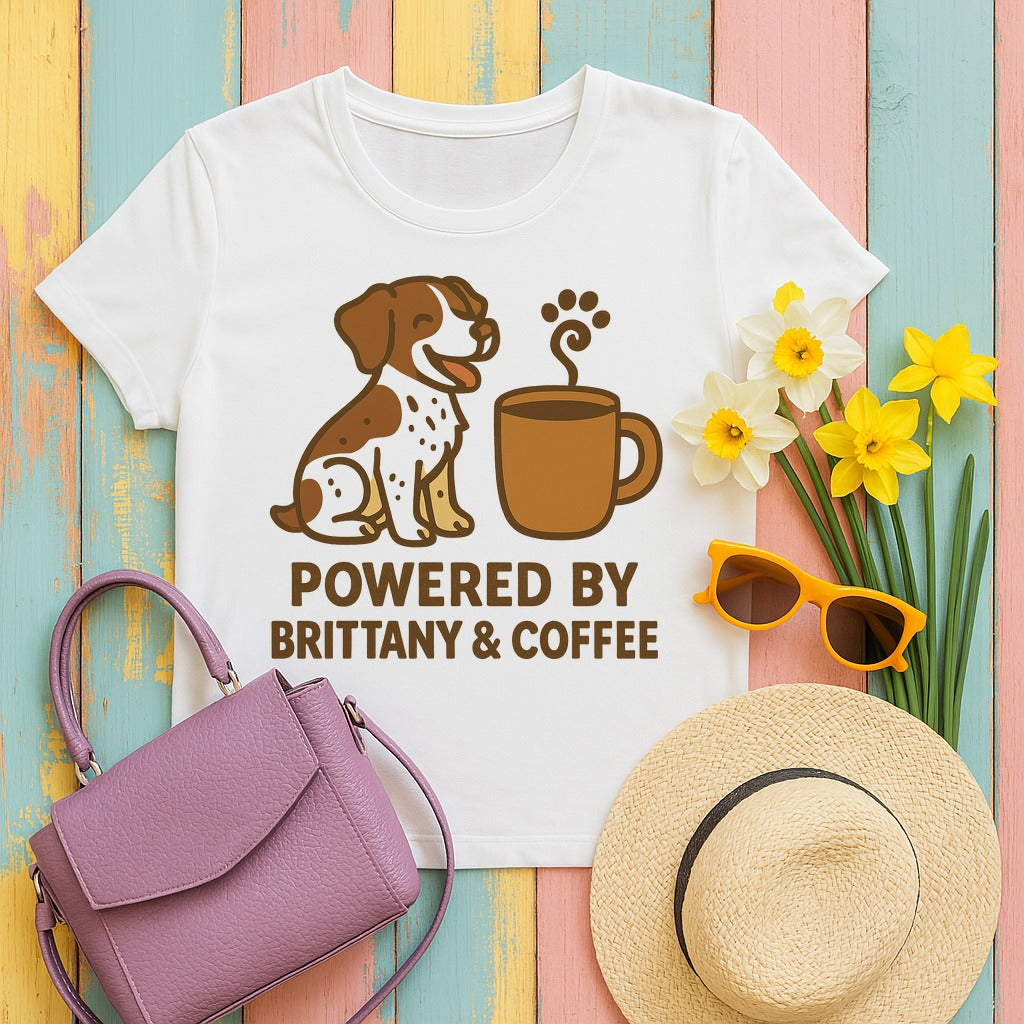 Powered By Brittany and Coffee T-shirt in White