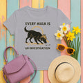 Flat-Coat Every Walk Is an Investigation Tee in Athletic Heather