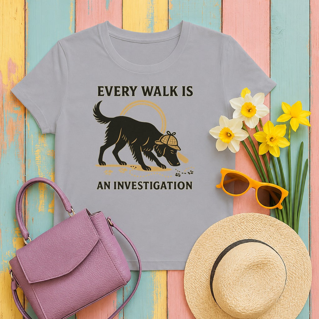 Flat-Coat Every Walk Is an Investigation Tee in Athletic Heather
