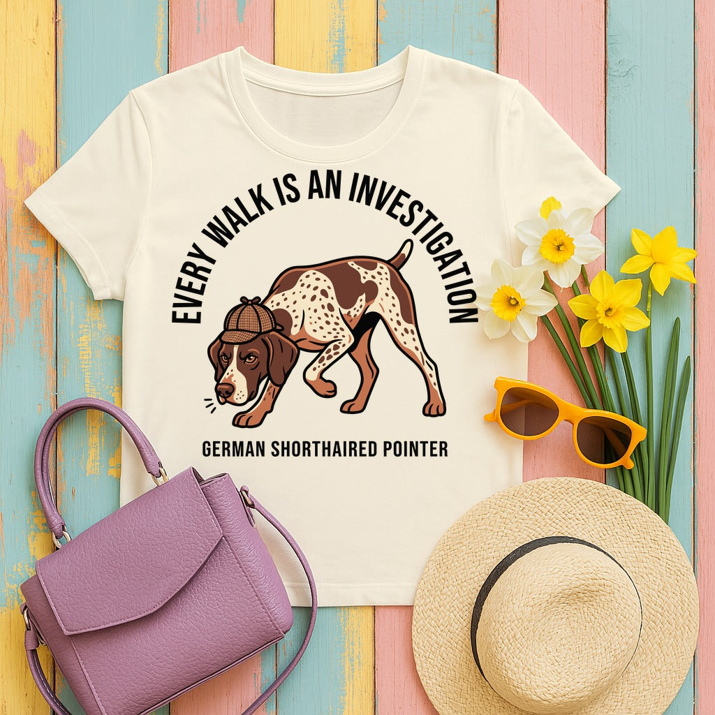 German Shorthaired Pointer Detective T-Shirt in Natural