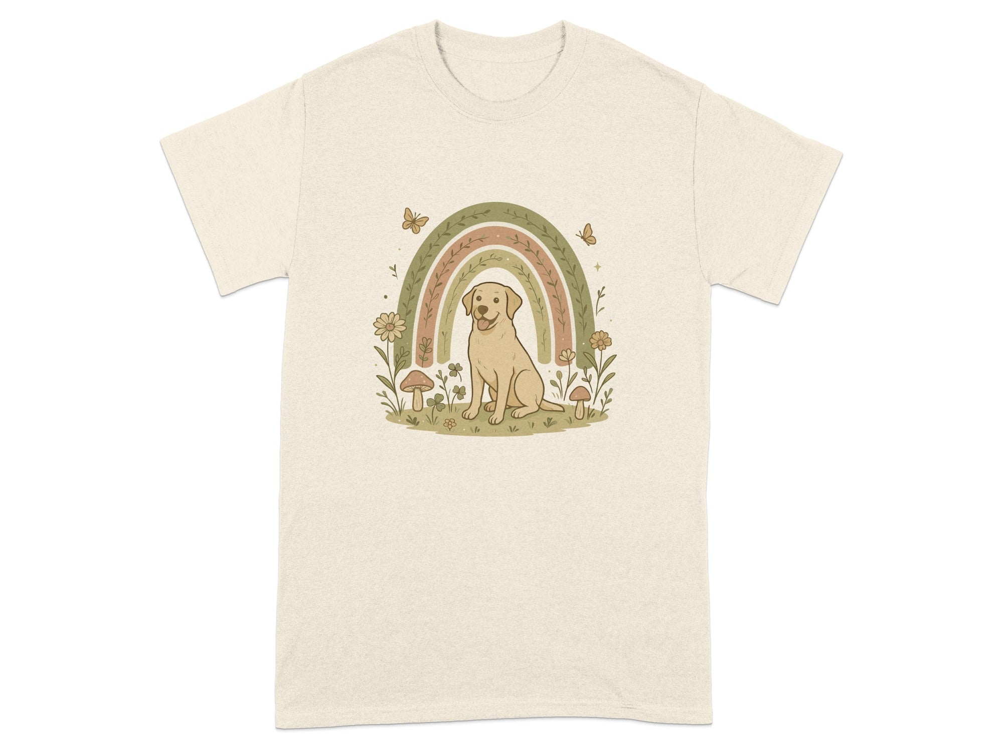 Cute Dog and Rainbow Graphic Nature Theme Shirt product