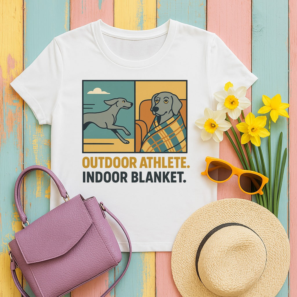 Weimaraner Outdoor Athlete Indoor Blanket Tee in White