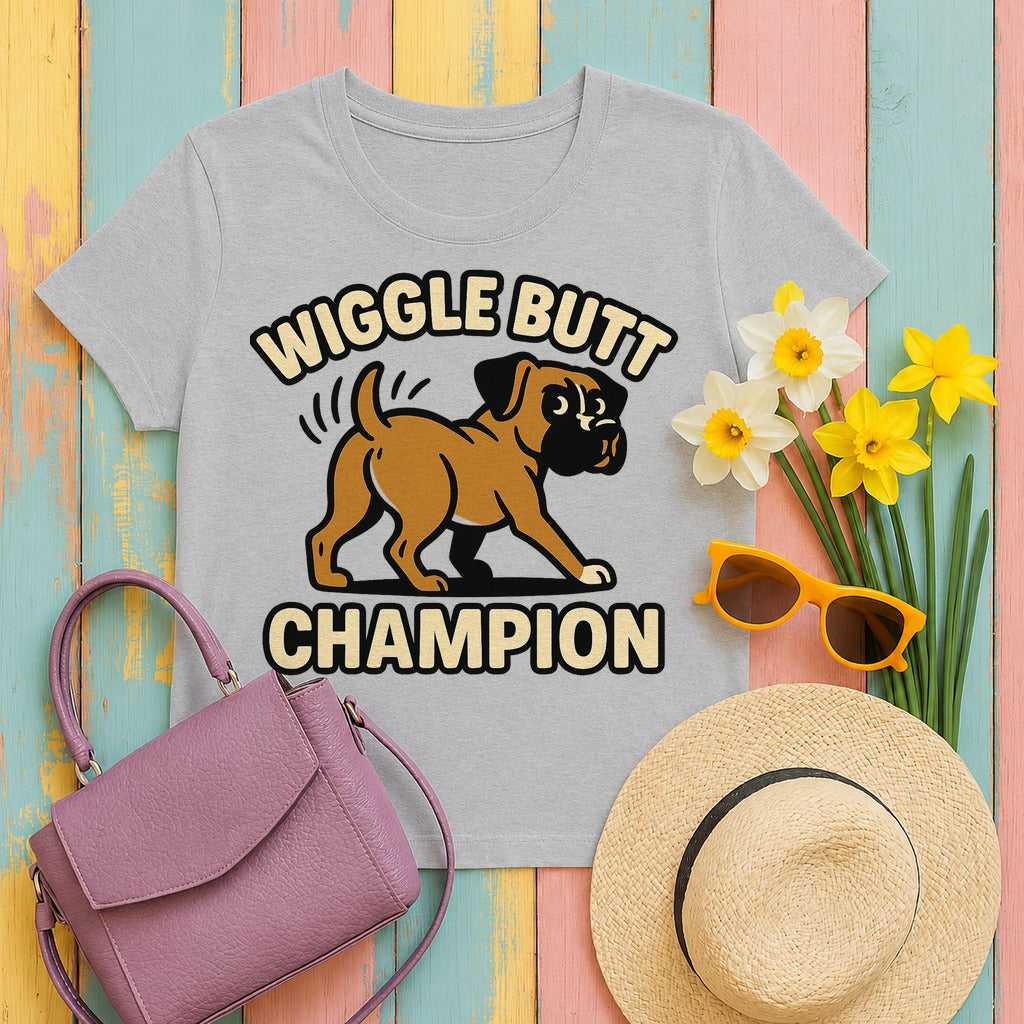 Wiggle Butt Boxer T-Shirt in Sport Grey