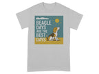 Grey t-shirt with "Beagle Days Are the Best Days" text and beagle by the sun.