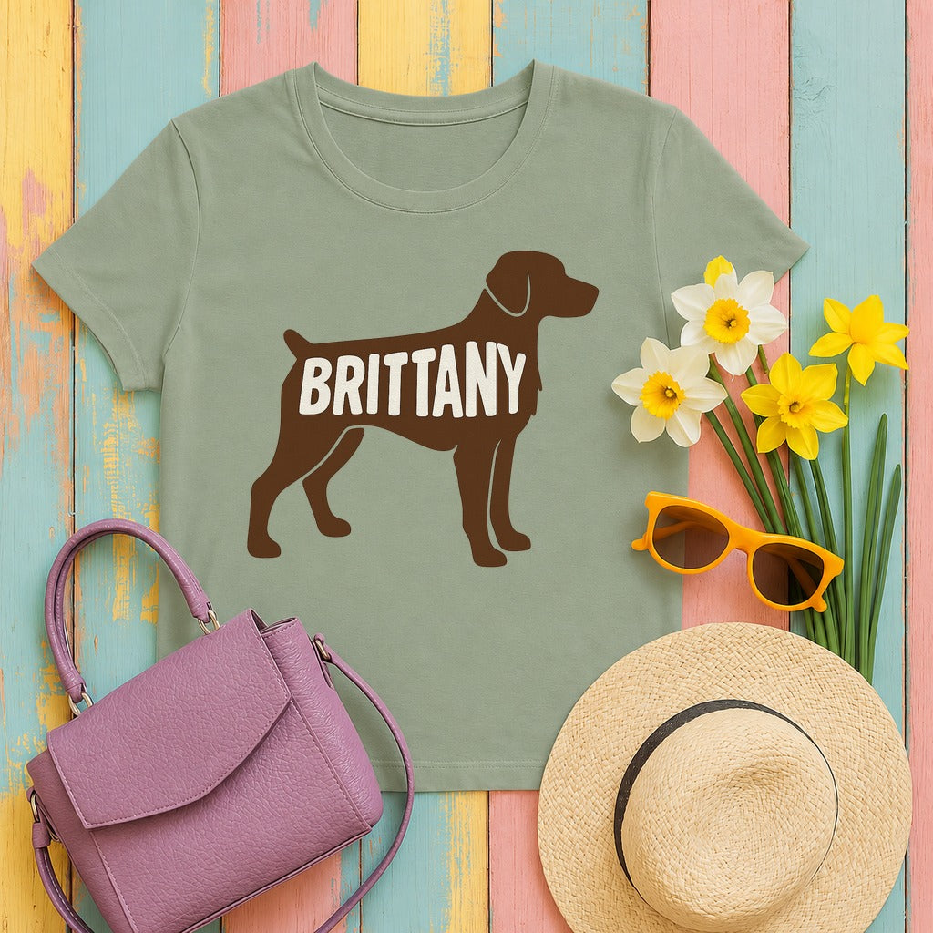Brittany Spaniel Silhouette T-shirt in Sage