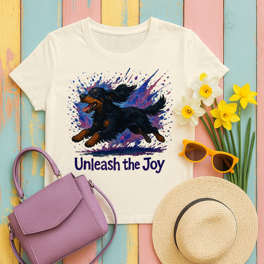 Vibrant Unleash the Joy Gordon Setter T-Shirt in Natural