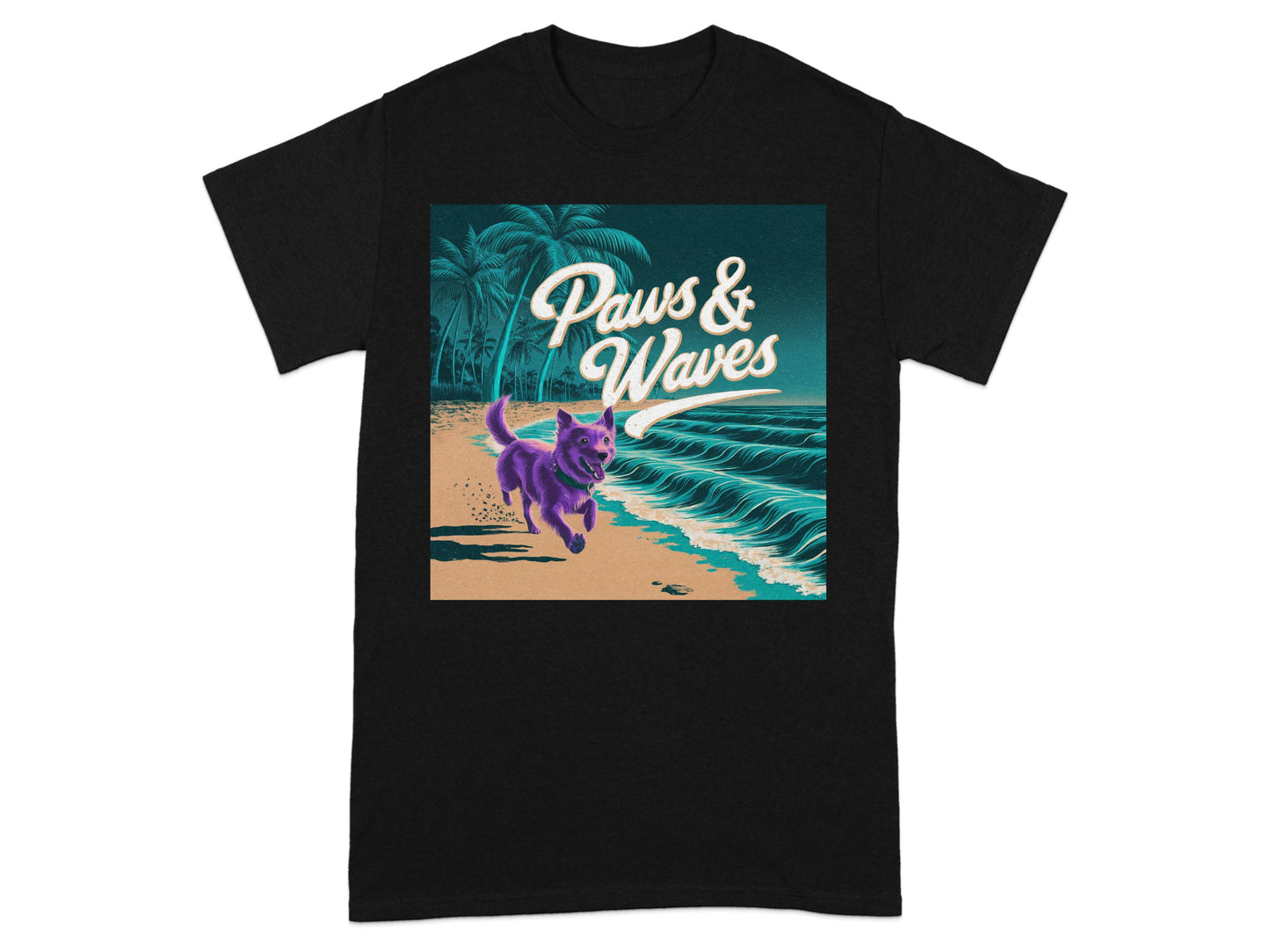 Paws and Waves Beach Scene T-Shirt product