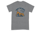 Grey t-shirt with brown dog graphic and "TRUST THE NOSE" text.